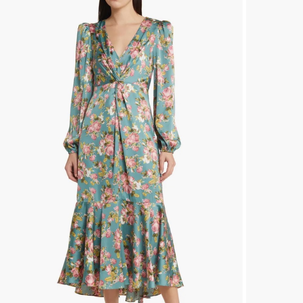 Floral Print Long Sleeve Midi Dress ASTR the label XS Brand NEW NTW. NEVER WORN